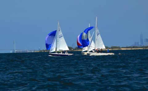 Sailing with the NY Skyline in background - photo courtesy of Bob Markoff