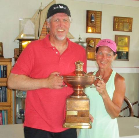 Bruce and Lynn Kitchen proudly hoist the Egyptian Cup!