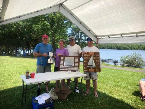 Regatta and Greater New York District Chmapions Dan Vought and David Watts with Regatta Chair Phil Scheetz and Dorothy Wesley,